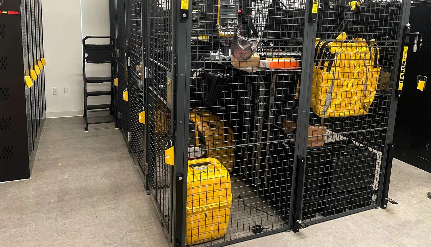 Locked storage area with materials.