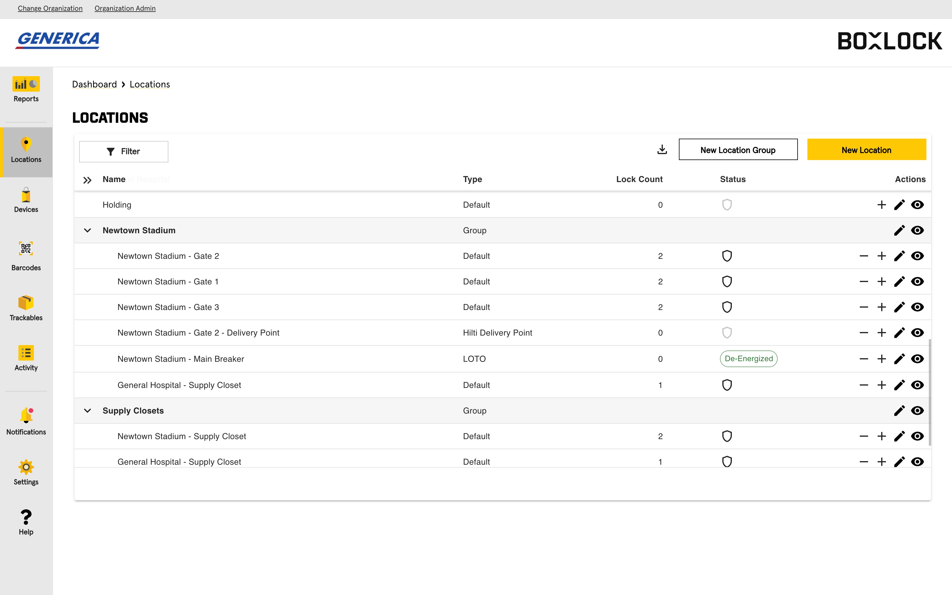 BoxLock Control dashboard showing construction security activity and access logs